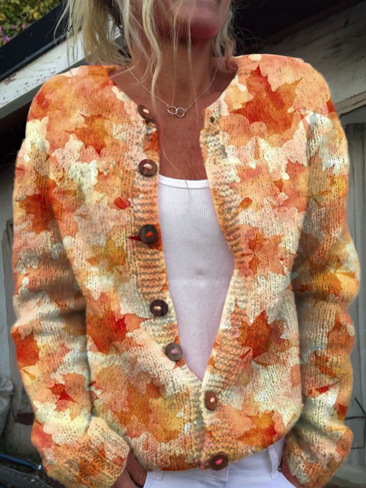 RAÍCES | Cárdigan vintage con estampado de hojas