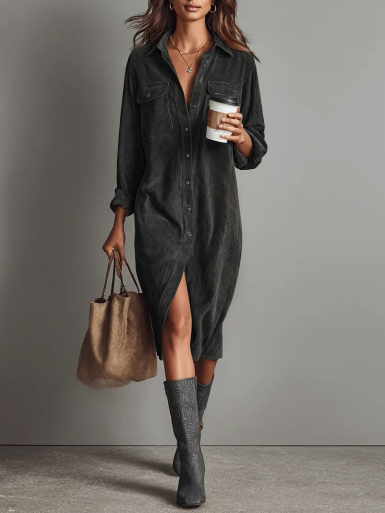 DÍAS DE OTOÑO – Vestido Midi de Pana