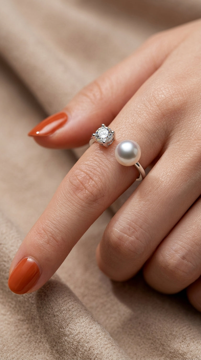 Anillo Ajustable de Plata S925 con Perla Natural | Elegancia Atemporal para Mujer