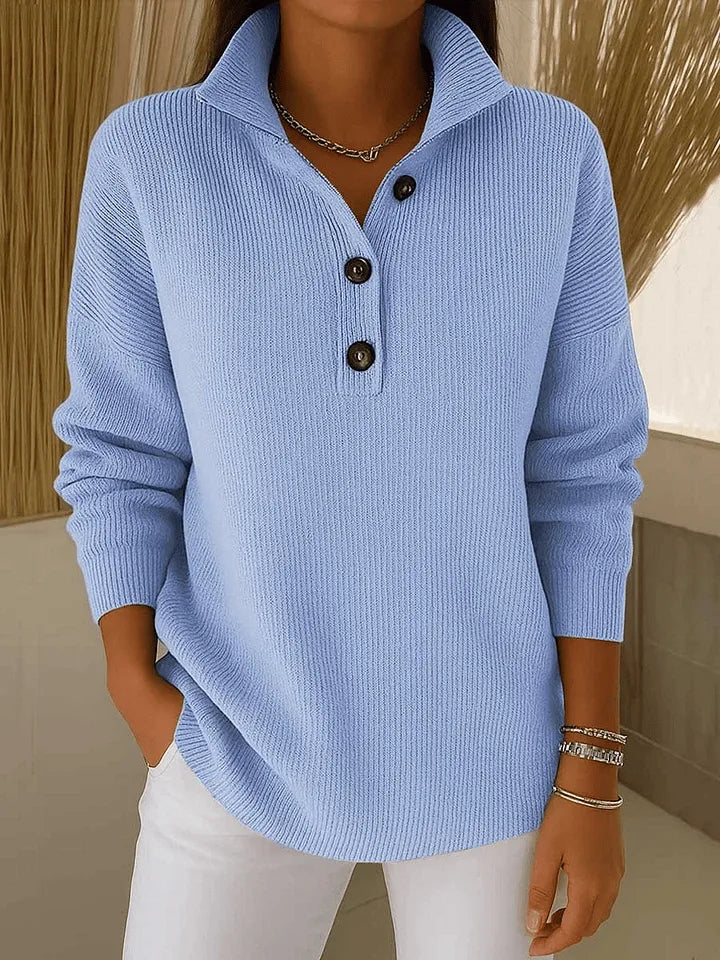 NATURAL | Jersey polo con cuello en V