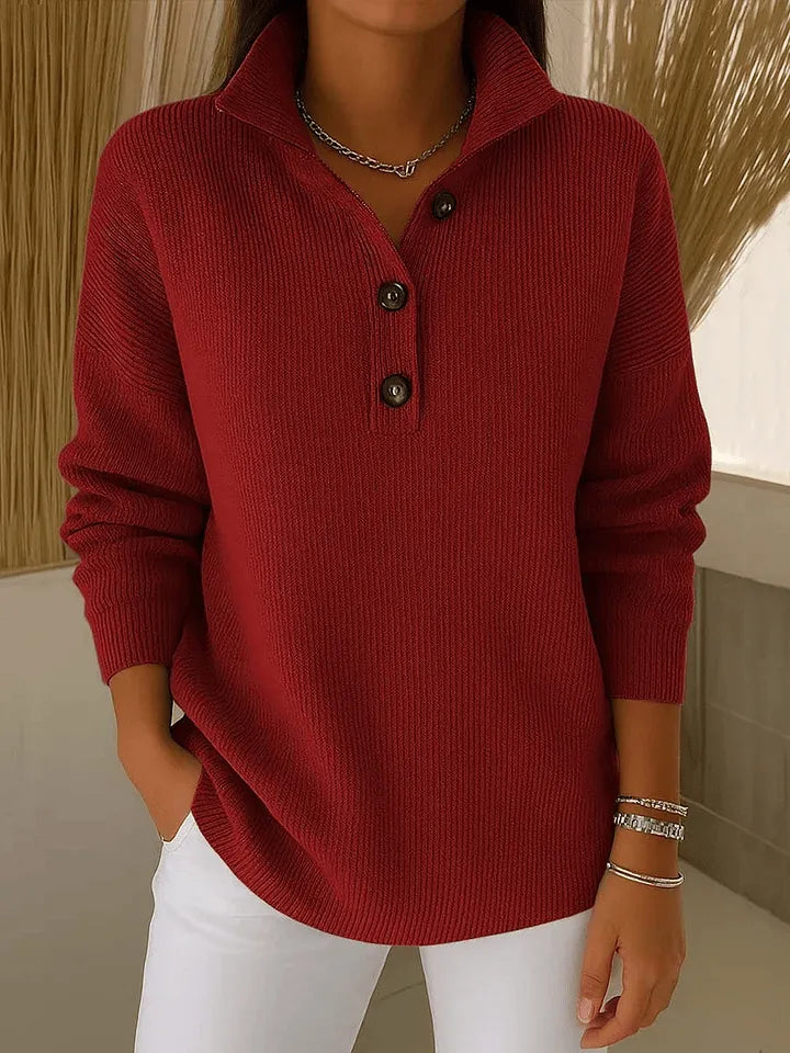 NATURAL | Jersey polo con cuello en V