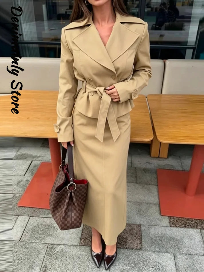 SILUETA | Conjunto de chaqueta y falda larga