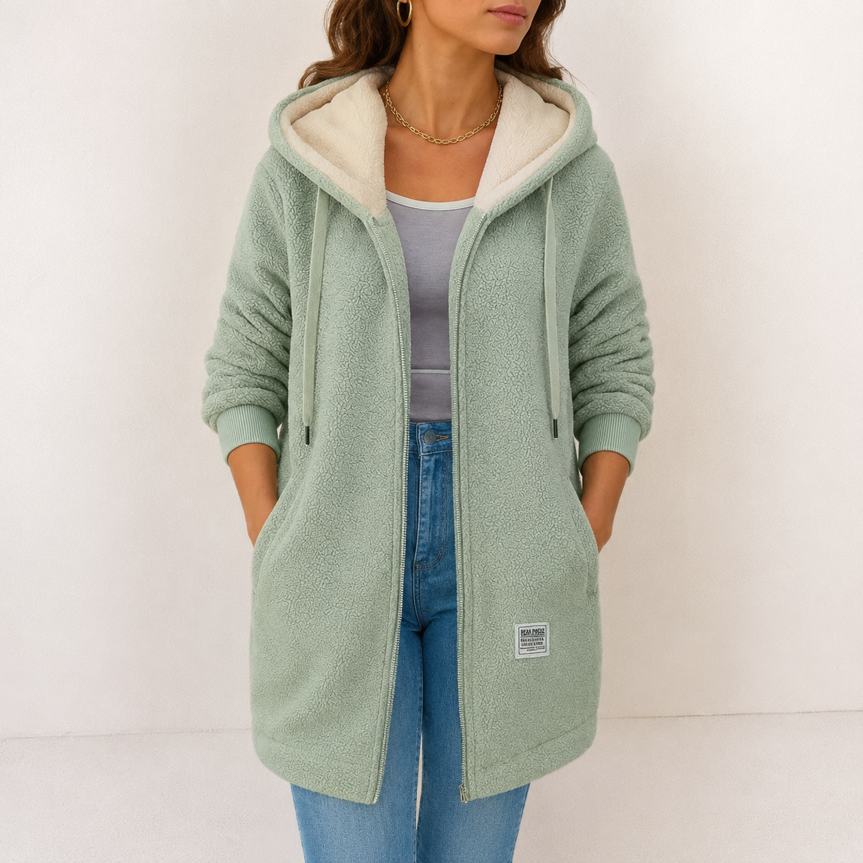 MI REFUGIO| Chaqueta con capucha de forro polar acogedora