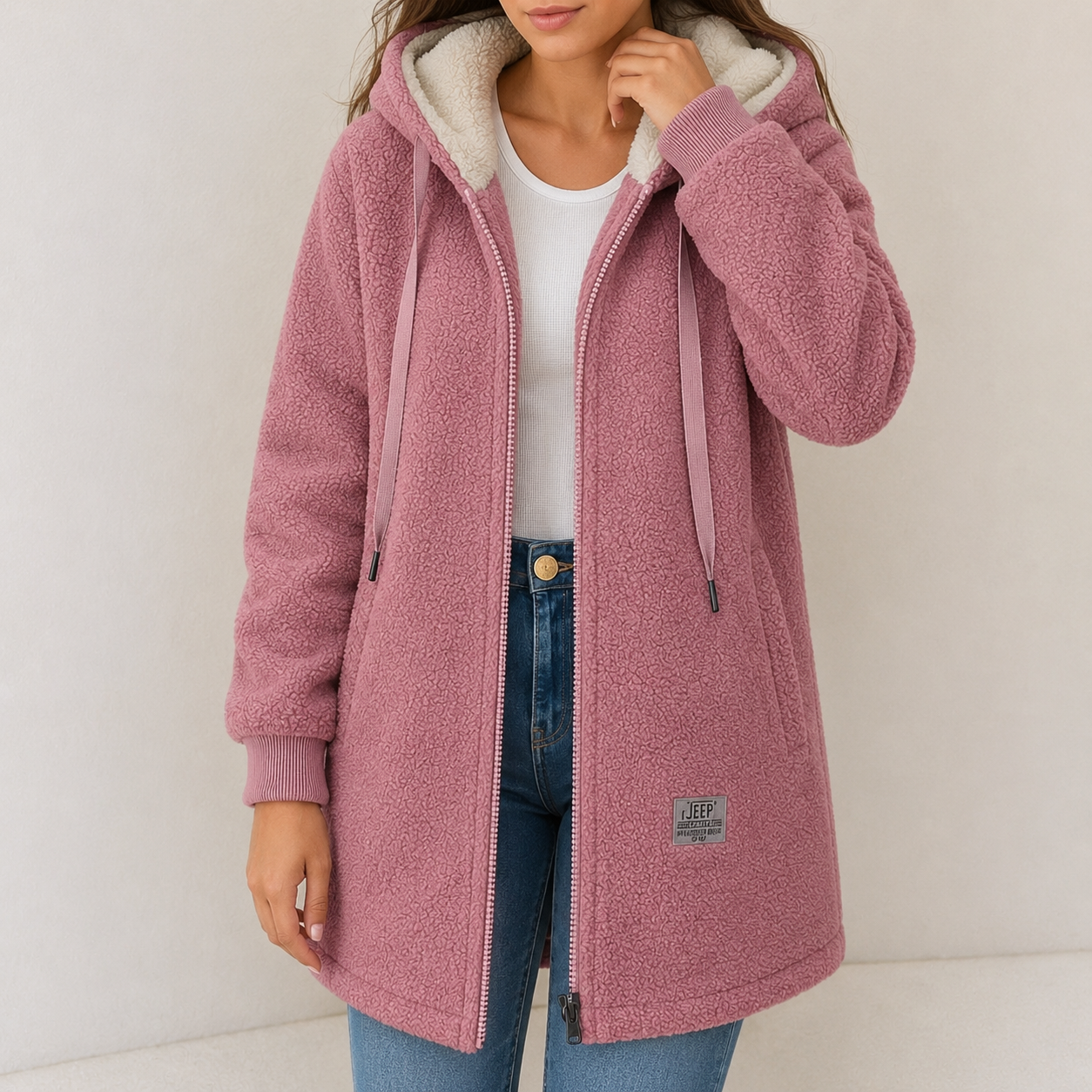 MI REFUGIO| Chaqueta con capucha de forro polar acogedora