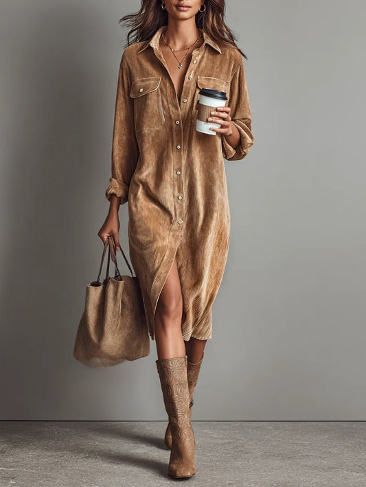 DÍAS DE OTOÑO – Vestido Midi de Pana