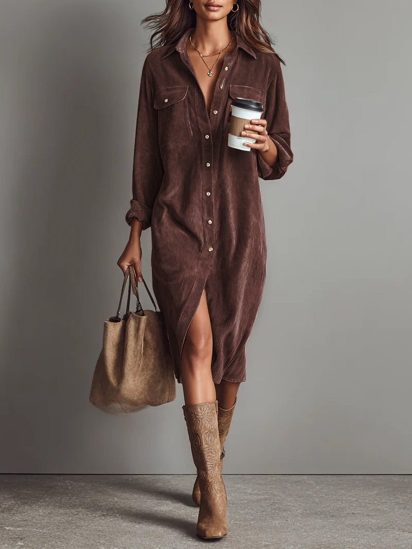 DÍAS DE OTOÑO – Vestido Midi de Pana