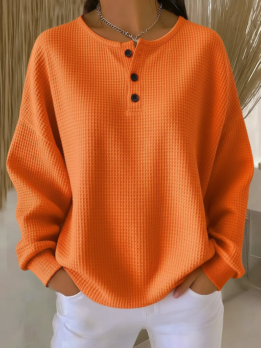 HOGAR | Sudadera waffle con cuello Henley