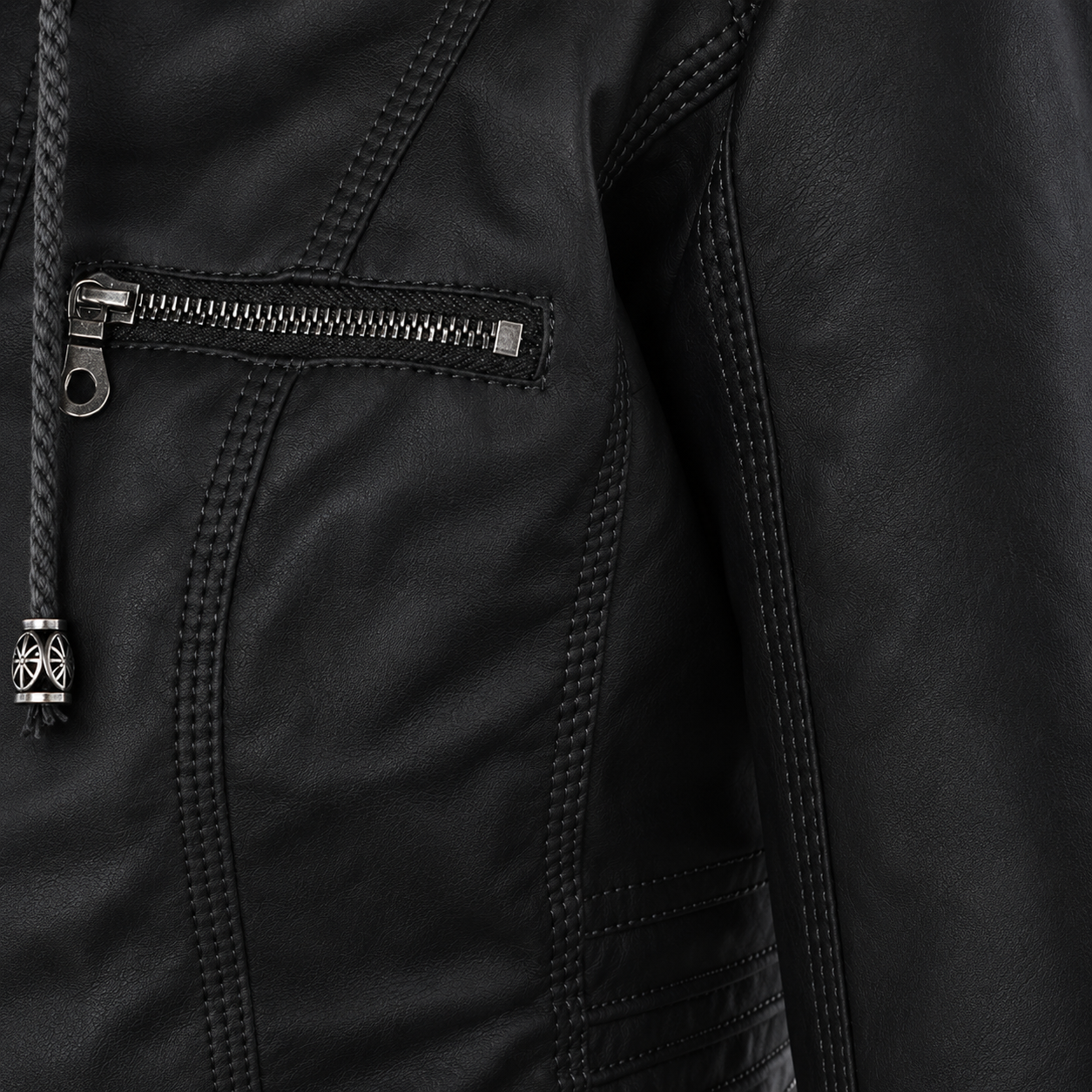 ICONO – Chaqueta de Cuero con capucha