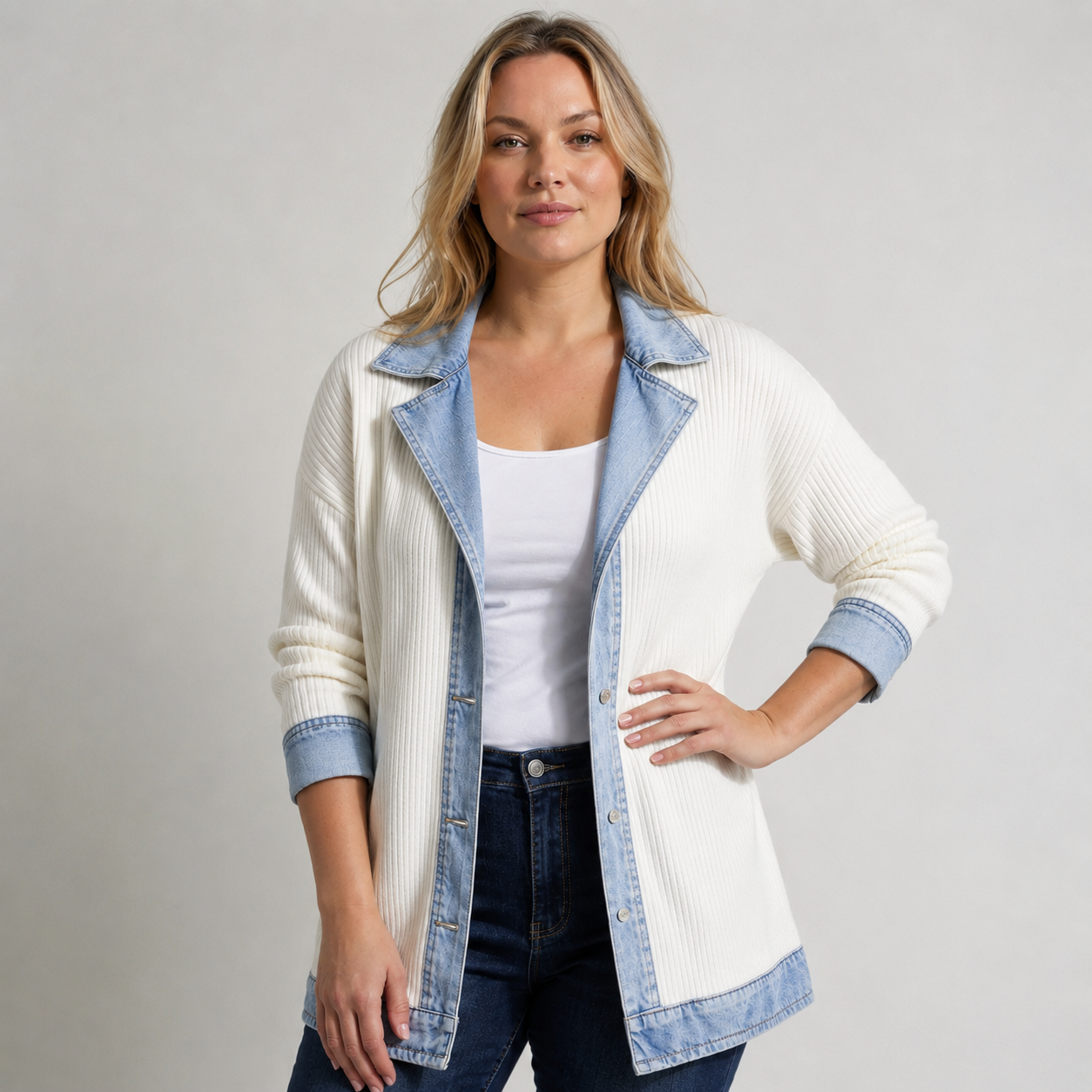 NO TAN BÁSICA – Chaqueta Denim y Punto